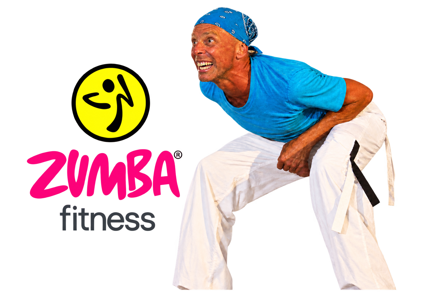 Zumba Fitness – Tänzer und Zumba-Schriftzug